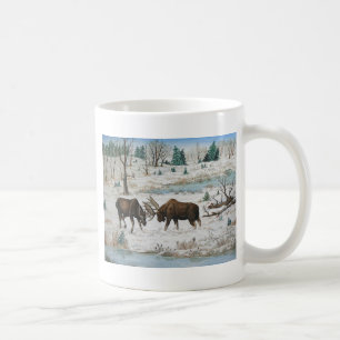Mug Art de faune d'orignaux de Taureau