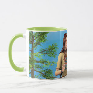 Mug Art de femme amérindienne forêt oiseau