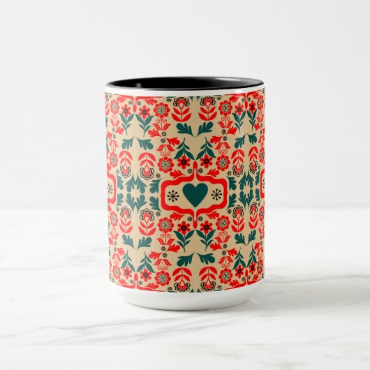 Mug Art de fleurs abstrait boho (Centre)