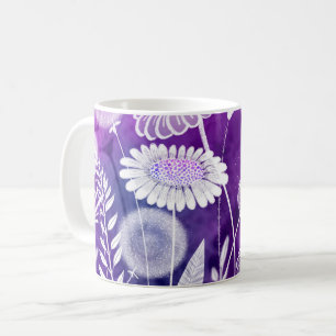 Mug Art de fleurs sauvages violettes et violettes fonc