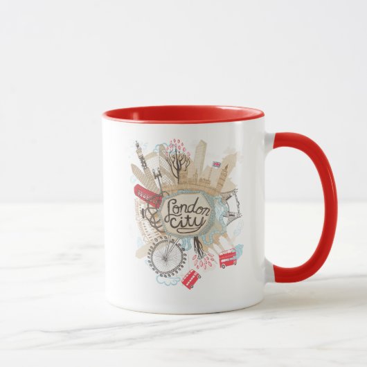 Mug Art de griffonnage de ville de Londres (Droite)