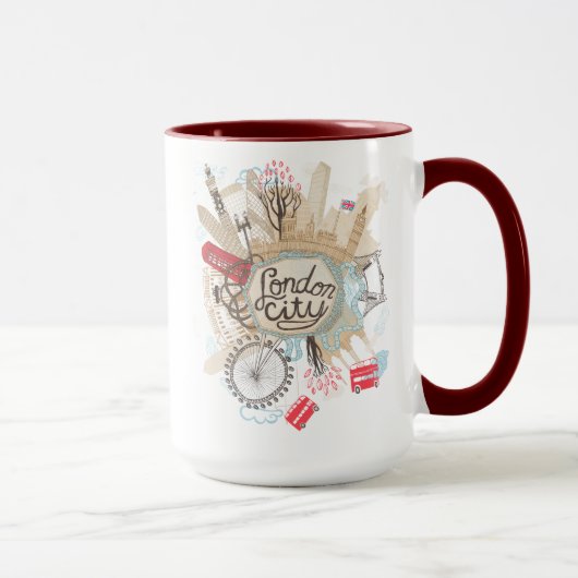 Mug Art de griffonnage de ville de Londres (Droite)