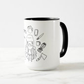 Mug Art de la ligne d'engrenage d'aventure | Randonnée (Devant droit)