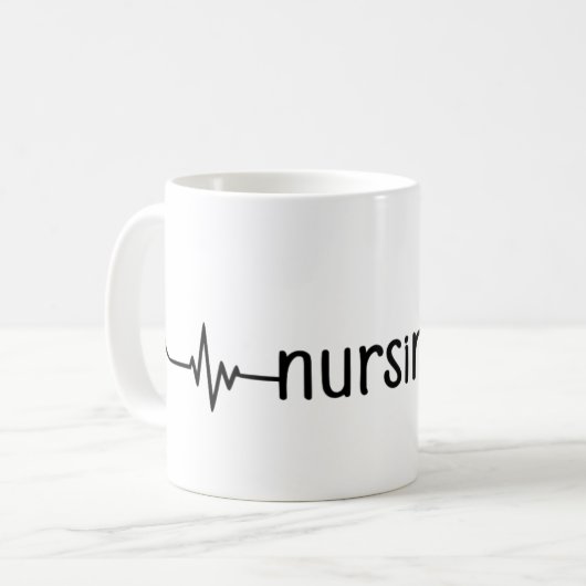Mug Art de la ligne Heartbeat avec stéthoscope (Devant gauche)