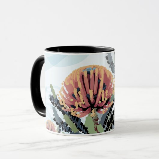 Mug Art de libellule de fleur de Banksia (Devant gauche)