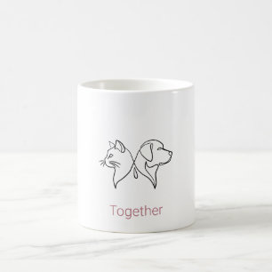 Mug Art de ligne minimaliste de chat et de chien