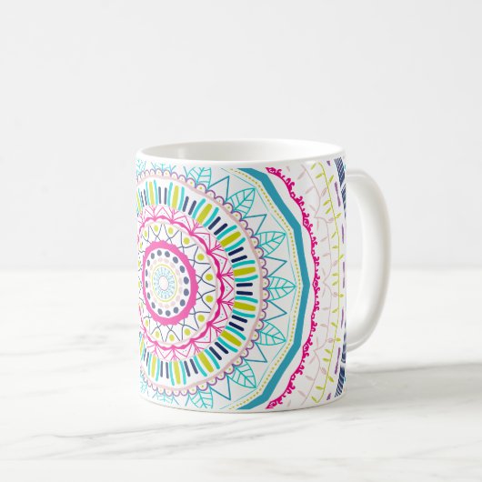 Mug Art de mandala coloré vibrant (Devant droit)