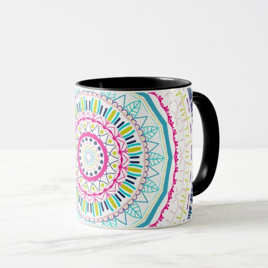 Mug Art de mandala coloré vibrant (Devant droit)