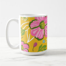 Art de motif de fleur jaune rose expressif gras