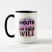 Mug Art de mots visage de sarcasme drôle (Gauche)