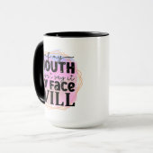 Mug Art de mots visage de sarcasme drôle (Devant gauche)