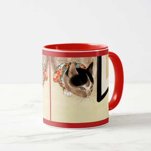Mug Art de observation d'araignée de chat japonais (Devant droit)