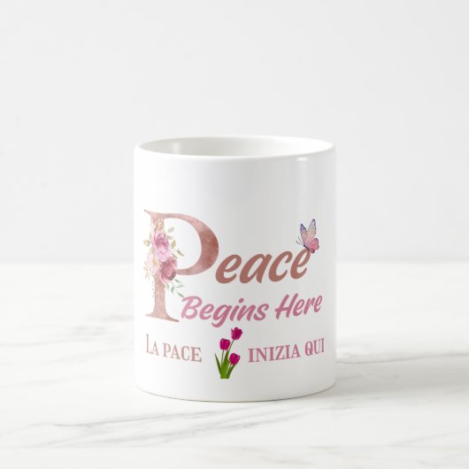 Mug Art de papillon de paix inspirant (Centre)