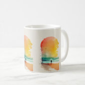 Mug Art de plage abstrait Marcher dans les vagues  (Devant droit)