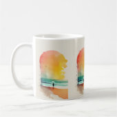 Mug Art de plage abstrait Marcher dans les vagues  (Gauche)