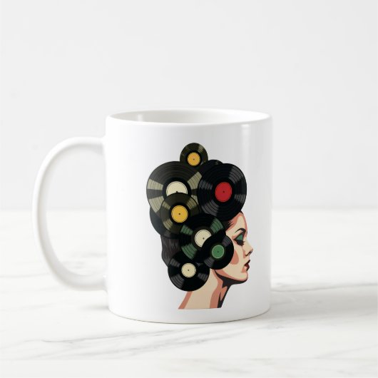 Mug Art de poster de disque vinyle rétro stylisé (Gauche)