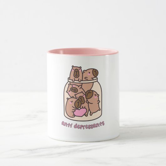 Mug Art de pot de Capybara - "Antidépresseurs" Caprice (Centre)