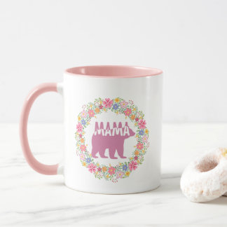 Mug Art de silhouette d'ours maman coloré