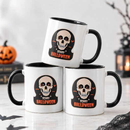 Mug Art de sticker crâne de vampire effrayant