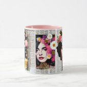 Mug Art de style Collage papier | Femmes et fleurs (Centre)