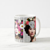 Mug Art de style Collage papier | Femmes et fleurs (Devant droit)