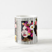 Mug Art de style Collage papier | Femmes et fleurs (Centre)