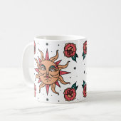 Mug Art de symbole de tatouage de soleil boho (Devant gauche)