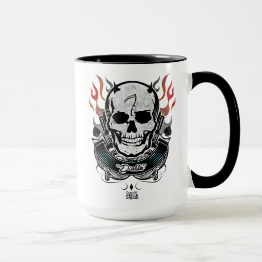 Mug Art de tatouage de crâne et de flammes du peloton (Droite)