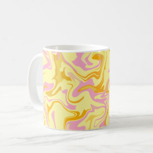 Mug Art de tourbillon abstrait avec jaune, rose et ora