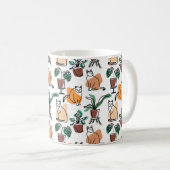 Mug Art de trait dessin chats et fleurs (Devant droit)