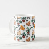 Mug Art de trait dessin chats et fleurs (Devant gauche)