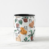 Mug Art de trait dessin chats et fleurs (Centre)