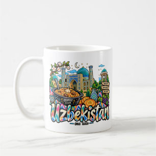 Mug Art de voyage dessiné à la main Ouzbékistan Monume