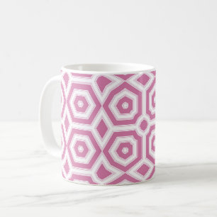Mug art déco à motif géométrique rose et blanc