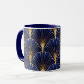 Mug Art déco bleu marine et or (Devant gauche)