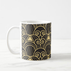Mug Art Déco : Carreaux géométriques dorés.