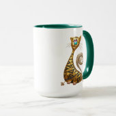 Mug Art Déco Chat Géométrique Doré Chatons Art (Devant droit)