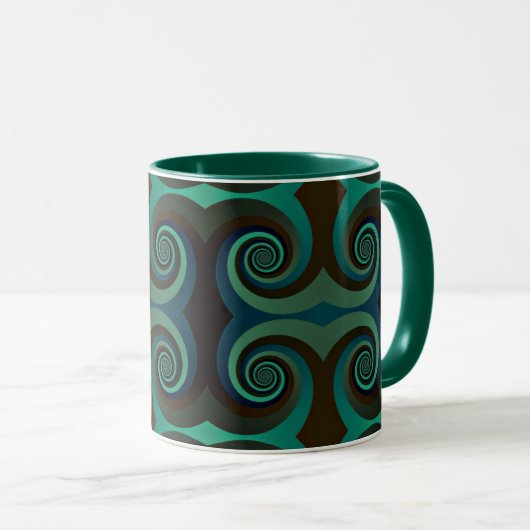 Mug Art déco classique noir et vert (Devant droit)
