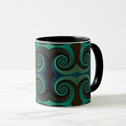 Mug Art déco classique noir et vert (Devant droit)