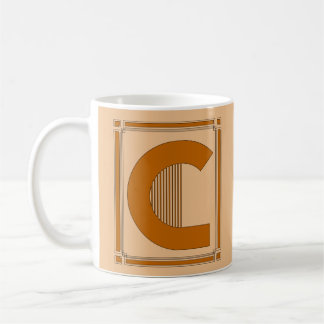 Mug Art déco de lignes droites avec le monogramme,