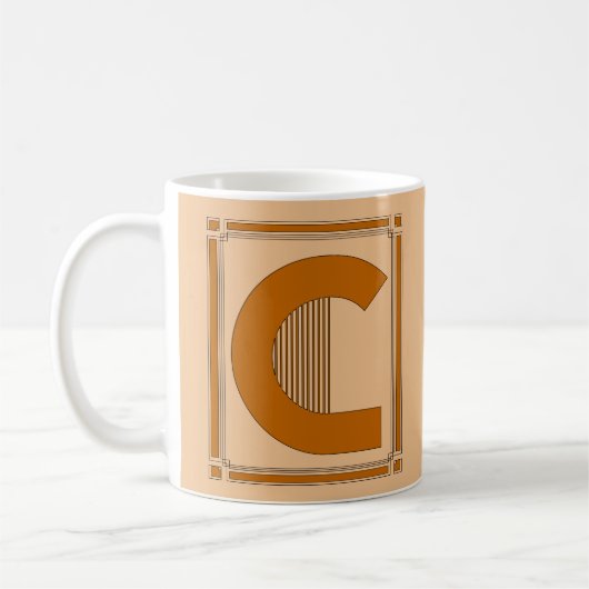 Mug Art déco de lignes droites avec le monogramme, (Gauche)