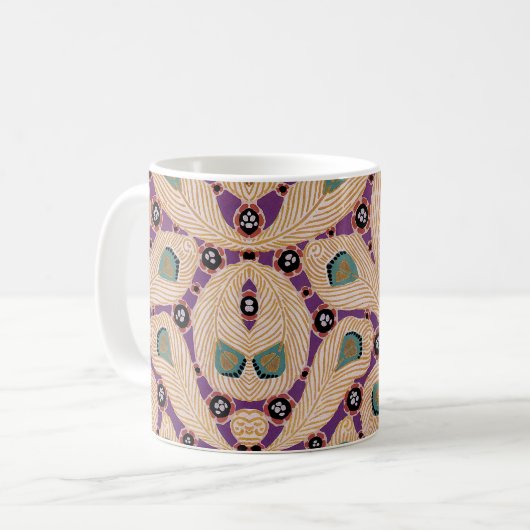 Mug Art Déco Design No 1 Peacock Feathers (Devant gauche)