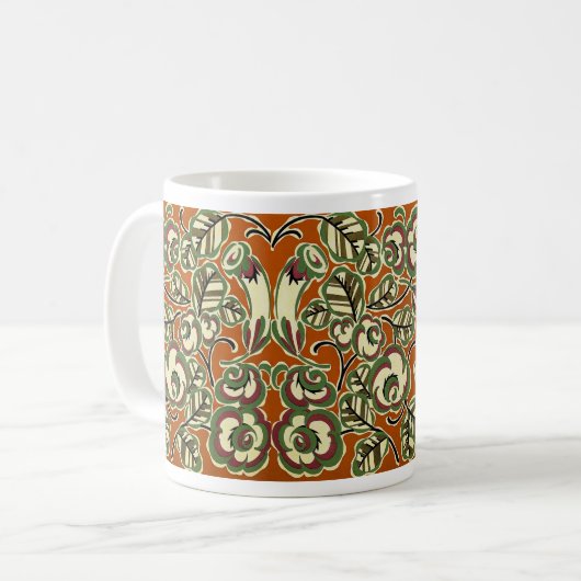 Mug Art Déco Design No 5 Floral Pattern (Devant gauche)