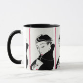 Mug Art Déco Elégance : Femme Vintage avec Cocktail (Gauche)