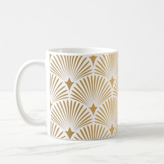 Mug Art Déco : Elégance Gold-White. (Gauche)