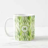 Mug Art Déco Elégant Feuille vert feuillu motif floral (Gauche)