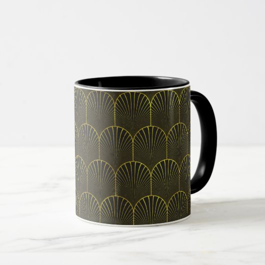 Mug Art Déco En Or Et Noir (Devant droit)