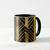 Mug Art déco géométrique doré sur marbre noir (Devant droit)