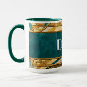 Mug Art Deco Green and Gold Stripes Personalized (Gauche)