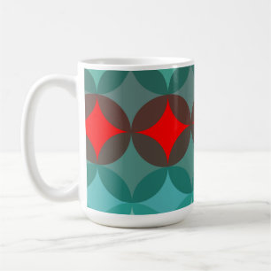 Mug art déco inspiré turquoise & rouge abstrait